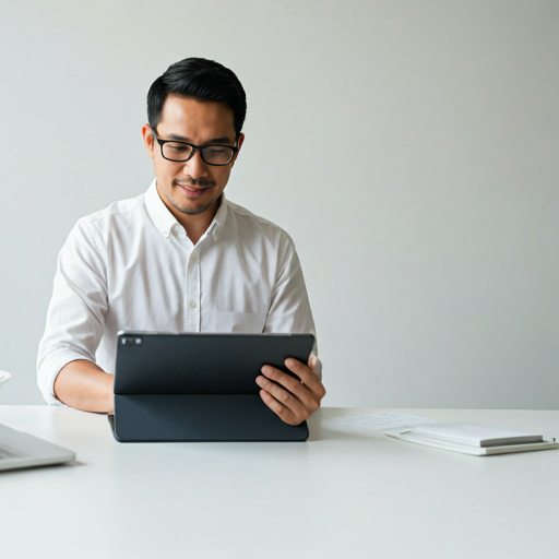 Employee working on tablet
